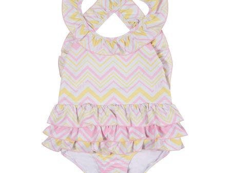 A DEE - Ariel Chic Chevron Print Swimsuit - White Sale