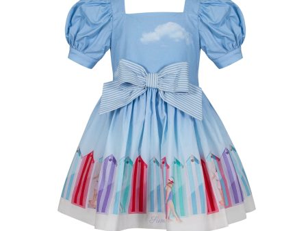 LAPIN HOUSE - Beach Hut Bow Dress - Blue Online