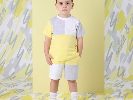 MITCH & SON - Gray Lemon Doodles Cut & Sew Soft Short Set - Lemon Glo For Cheap