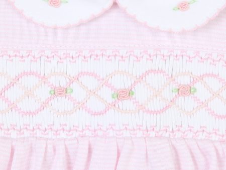 MAGNOLIA BABY - Claire & Clive’s Smocked Long Sleeve Dress with Knickers- Pink Online now