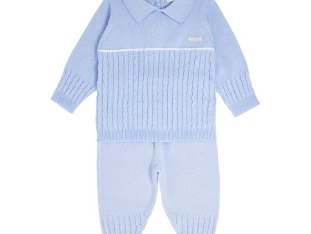 BLUES BABY -  Knit Cable & Rib Two Piece - Blue Hot on Sale