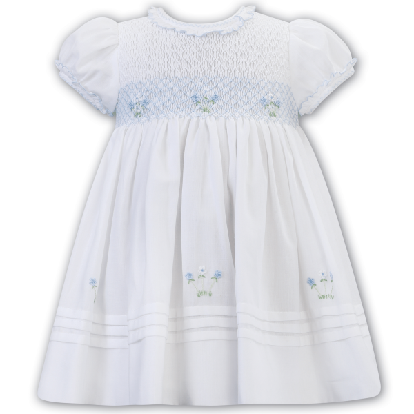 SARAH LOUISE - Flower Embroidered Smock Dress - Blue Supply