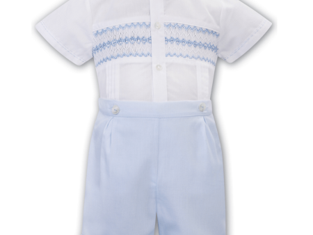 SARAH LOUISE -  Smock Short Set - Blue For Discount