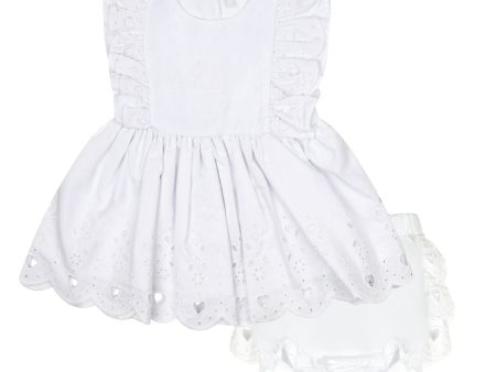 LITTLE A - Juniper Pastel Hearts Broderie Anglaise Dress - White For Sale