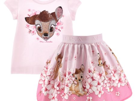 MONNALISA - Bambi Skirt Set - Pink Cheap