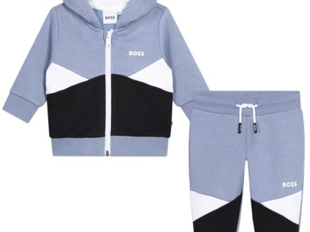 BOSS - Toddler Zip Hoodie Colour Block Tracksuit  -  Blue Sale