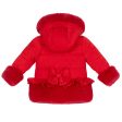 LITTLE A - Festive Hearts Honey Faux Fur Padded Jacket - Red Cheap