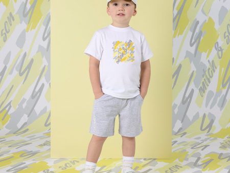 MITCH & SON - Gino Lemon Doodles Square Logo Soft Short Set - Bright White Sale