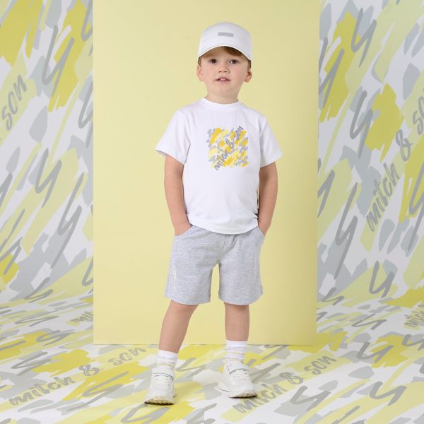 MITCH & SON - Gino Lemon Doodles Square Logo Soft Short Set - Bright White Sale