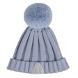 A DEE - A Dee On Ice Paola Knitted Lurex Pom Pom Hat - Iced Blue Online now