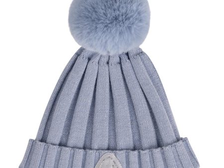 A DEE - A Dee On Ice Paola Knitted Lurex Pom Pom Hat - Iced Blue Online now