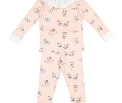 SAL & PIMENTA -  Christmas Pets Frill Collar Pyjamas - Pink Online now