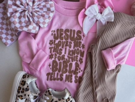 Jesus Loves Me...  Pink Long Sleeve top Hot on Sale