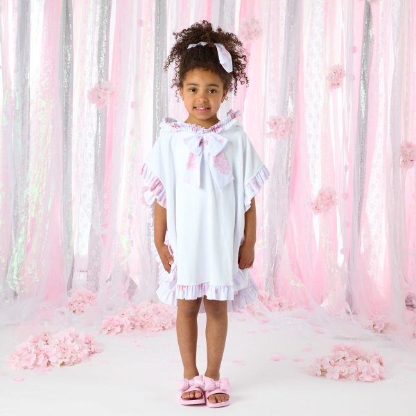 A DEE - Bubbles Heavenly Hydrangea Frill Poncho - Bright White Online now