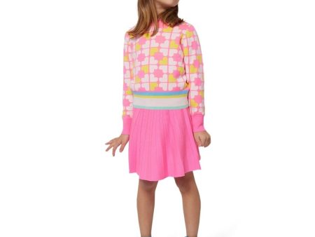 BILLIEBLUSH - Pullover & Pleated Skirt Set - Pink For Cheap