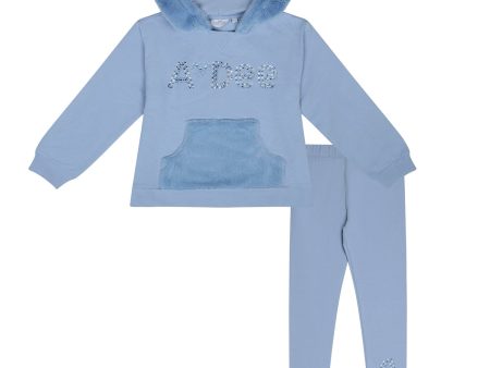 A DEE - A Dee On Ice Peaches Faux Fur Hoody Set - Iced Blue Online Sale