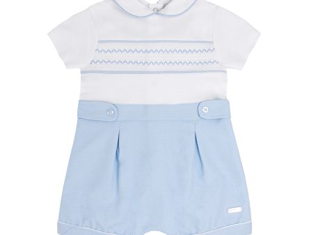 BLUES BABY - Smocked Cotton Romper - Blue Online