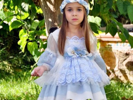 LA AMAPOLA - Ingrid Puffball Dress - Blue Cheap