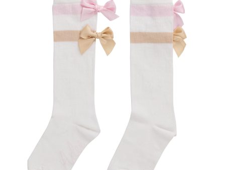 A DEE - Abstract Teddy Sissy Bow Knee High Socks - Snow White Supply