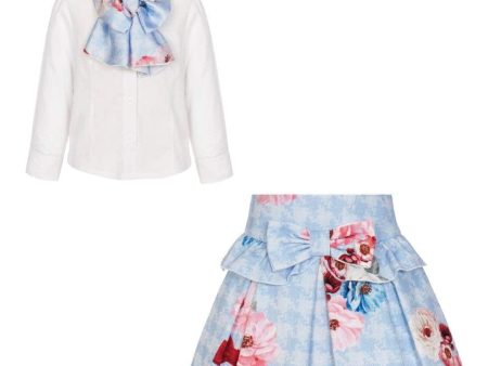 BALLOON CHIC - Dog Tooth Rose Skirt Set - Blue Discount