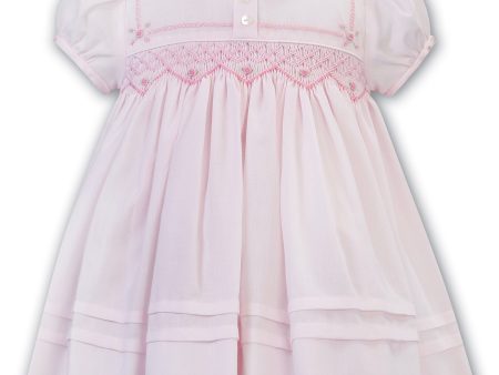 SARAH LOUISE - Peter Pan Collar Embroidered Smock Dress - Pink Supply