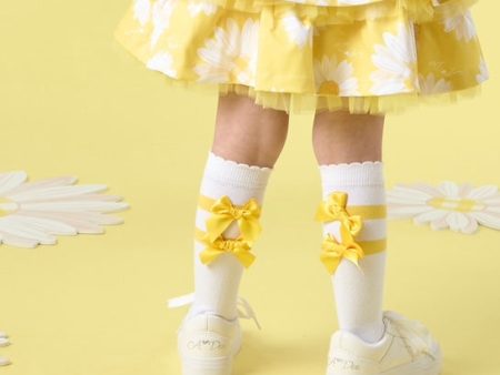 A DEE - Dawn Daisy Dreamer Bow Knee High Socks  - Bright White Hot on Sale