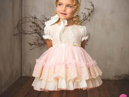 LA AMAPOLA - Princess Baby Dress & Bonnet - Pink Online