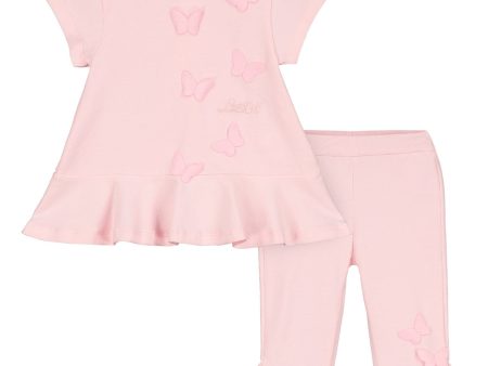 LITTLE A - Dream Voile Butterfly Print Leggings Set - Pink Fashion