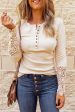 Beige Crochet Sleeve Top For Sale