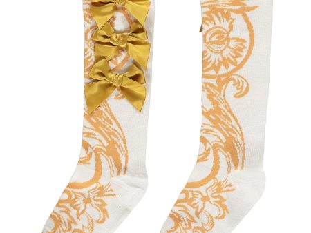 A DEE - Baroque Love Bianca Baroque Knee High Socks - White Hot on Sale