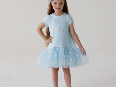 Daga - Tulle Madness Jersey Dress - Blue Hot on Sale