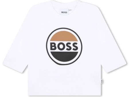 BOSS - Toddler Logo Long Sleeved T-Shirt -  White Discount