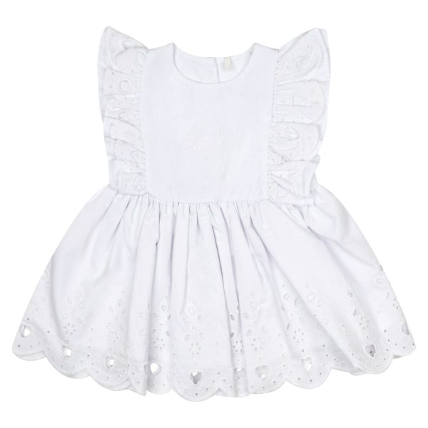 LITTLE A - Juniper Pastel Hearts Broderie Anglaise Dress - White For Sale