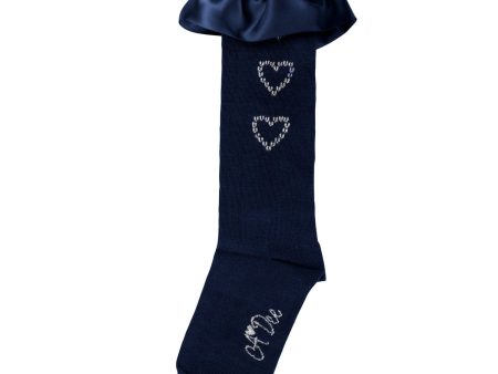 A DEE - Back To School Betty Heart Knee High Socks  - Navy Sale