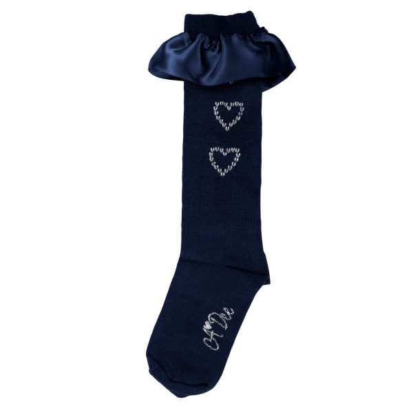 A DEE - Back To School Betty Heart Knee High Socks  - Navy Sale