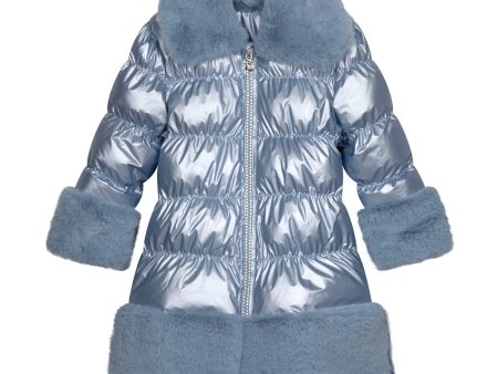 A DEE - A Dee On Ice Sarah Metalic Faux Fur Trim Jacket - Iced Blue For Cheap