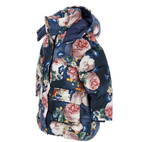 MONNALISA - Roses Puffer Coat - Navy Online Sale