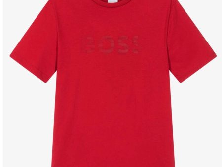 BOSS - Stripped Logo T-Shirt -  Red Online Hot Sale