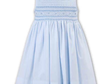 SARAH LOUISE -  Peter Pan Collar  Sleeve less Smock Dress - Blue on Sale