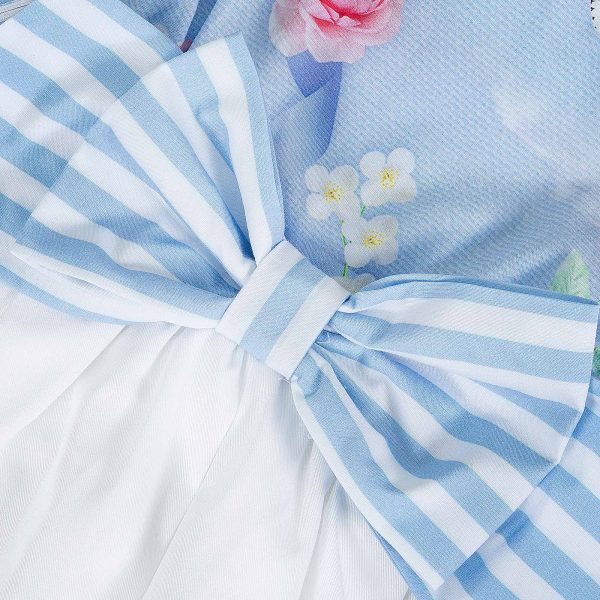 LAPIN HOUSE - Blue Stripe Bow Dress - Blue Cheap