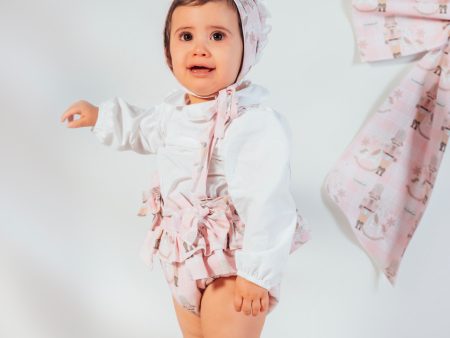 BABINE - Nutcracker  Romper & Bonnet Set - Pink Online Sale