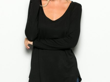 Soft Black Long Sleeve Top Cheap