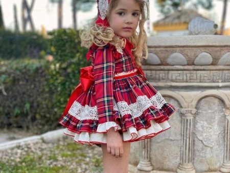 LA AMAPOLA - Ruth Baby Dress & Bonnet - Red For Cheap