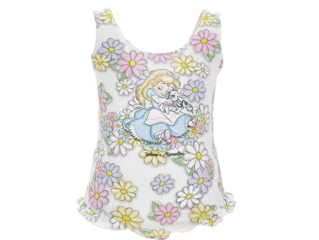 MONNALISA - Alice In Wonderland Bebe Daisy Swimsuit - White Sale