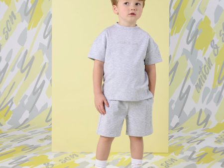 MITCH & SON - Griffin Lemon Doodles Pin Tuck Sweat Short Set - Grey Marl Fashion