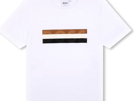 BOSS - Three Stripe T-Shirt -  White on Sale