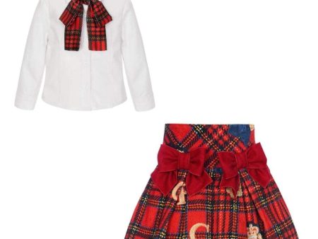 BALLOON CHIC - Tartan  Skirt Set - Red For Sale