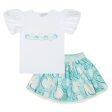 A DEE - Olive Ocean Pearl Print Skirt Set - White For Sale