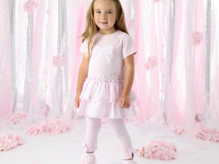 A DEE - Cecelia Heavenly Hydrangea Seersucker Frill Legging Set - Pink Blossom Online Sale