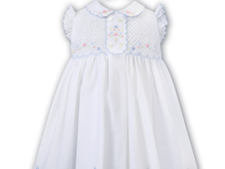 SARAH LOUISE -  Smocked Sleeveless Dress With Button Detail & Hairband - Blue Hot on Sale